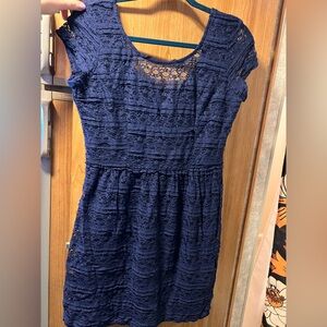 Blue Lace A Line Mini Dress Size Junior Large 💙